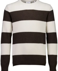Lambswool Striped O-neck - Dk Brown Mel - Bild 5
