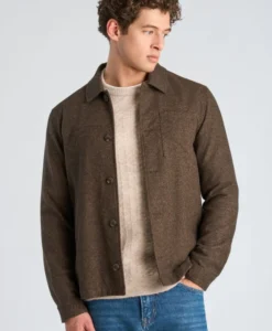 Flannel Wool Blend Formal Overshirt - Brown Mel