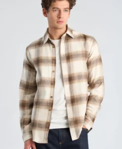 Heavy Checked Twill Shirt L/S - Ivory