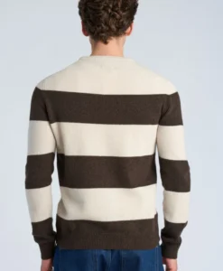 Lambswool Striped O-neck - Dk Brown Mel - Bild 4