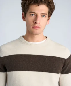 Lambswool Striped O-neck - Dk Brown Mel - Bild 3