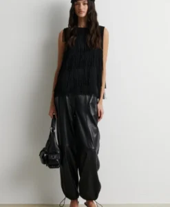 Aluka Leather Trousers - Black