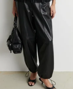 Alternative view of Aluka Leather Trousers - Black